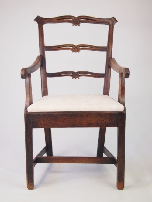fig 1. Antique Georgian Oak Ladder Back Chair