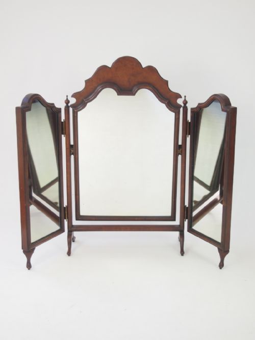 Walnut Triple Folding Dressing Table Mirror