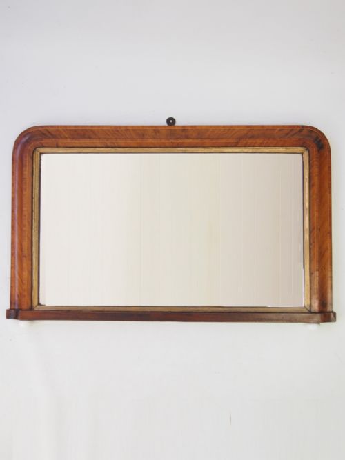 Antique Victorian Walnut Overmantle Mirror