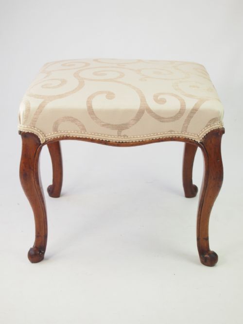 fig 1. Antique Victorian Walnut Stool with Cabriole Legs