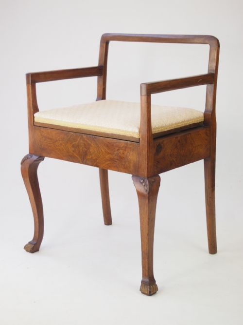 Art Deco Walnut Piano Stool