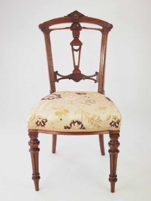 fig 1. Pair Victorian Walnut Balloon Back Chairs