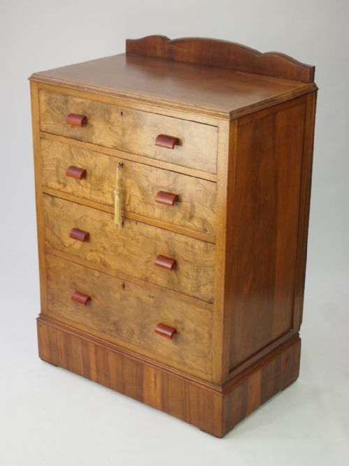 Small Art Deco Walnut Chest Drawers