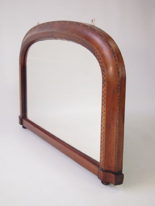 fig 1. Small Victorian Walnut & Marquetry Overmantel Mirror