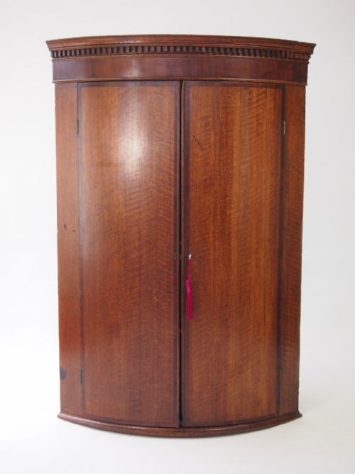 Georgian Bow Fronted Oak Corner Cupboard