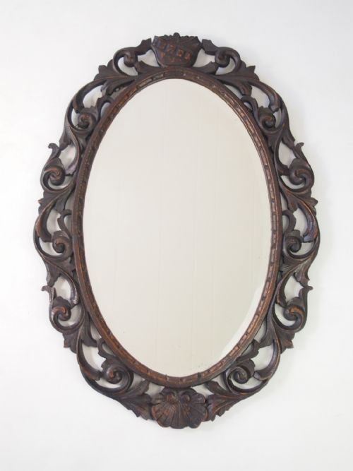 Antique Carved Oak Mirror
