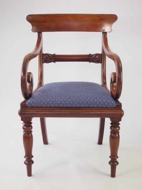 fig 1. Antique Mahogany Open Armchair or Desk Chair
