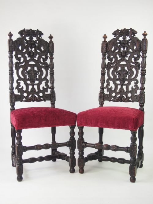 fig 1. Tall Pair of Victorian Gothic Revival Chairs