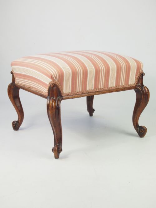 Victorian Walnut Stool with Cabriole Legs