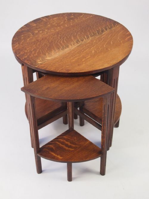 fig 1. Nest of 5 Oak Tables