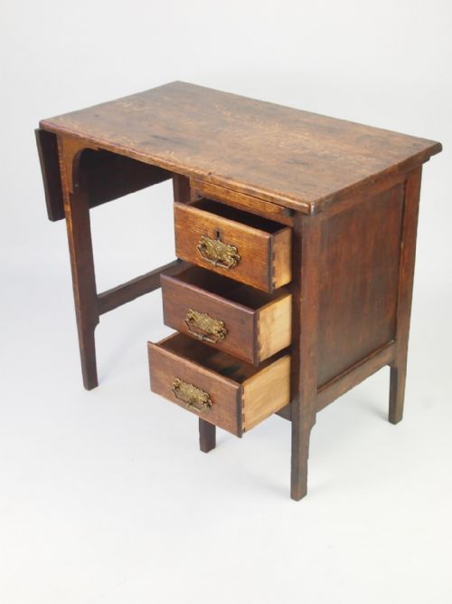 fig 1. Small Early 20th Century Oak Desk with Label