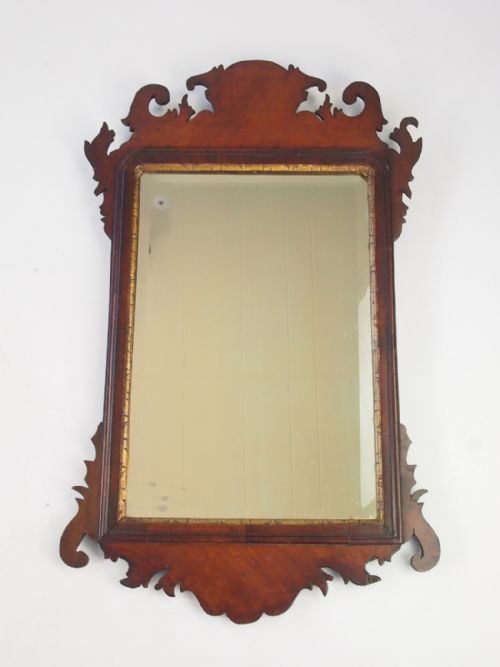 Antique Georgian Mahogany Fretwork Mirror - Chippendale Style