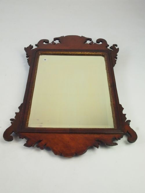 fig 1. Antique Georgian Mahogany Fretwork Mirror - Chippendale Style
