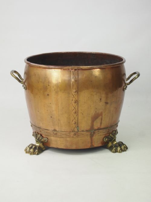 Large Antique Copper Log Bin or Jardiniere