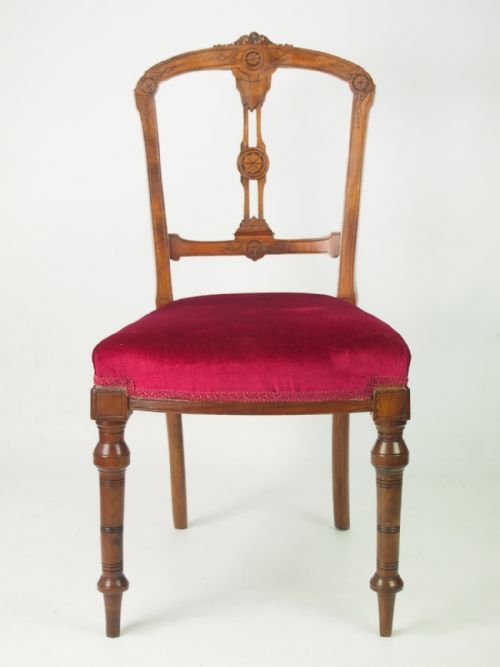 fig 1. Set 6 Victorian Walnut Balloon Back Dining Chairs