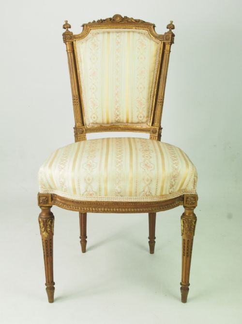 fig 1. Pair of Antique Giltwood French Side Chairs in Louis XVI style