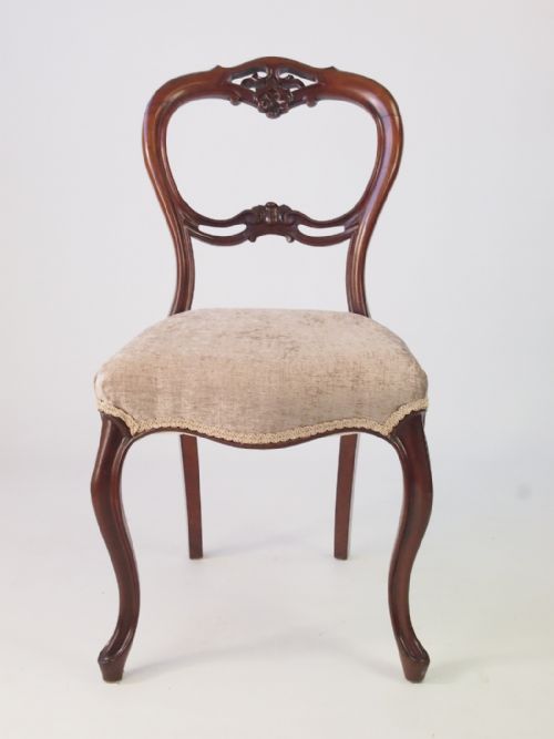 fig 1. Pair Antique Victorian Mahogany Balloon Back Chairs