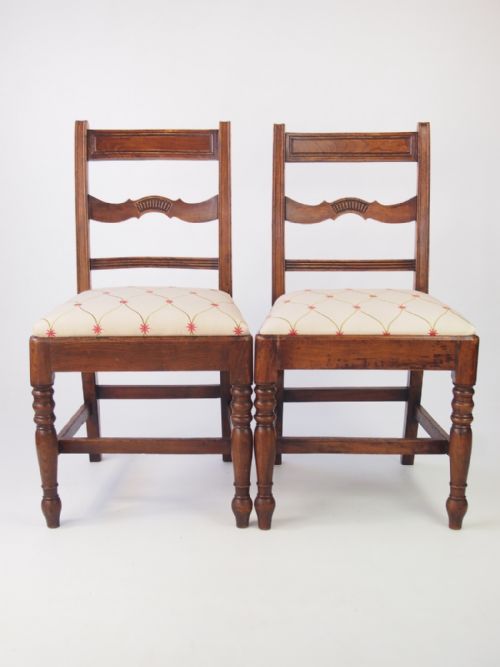 Pair Antique Georgian Elm Side Chairs