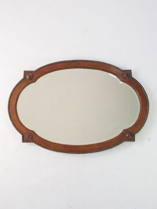Oak Oval Framed Mirror