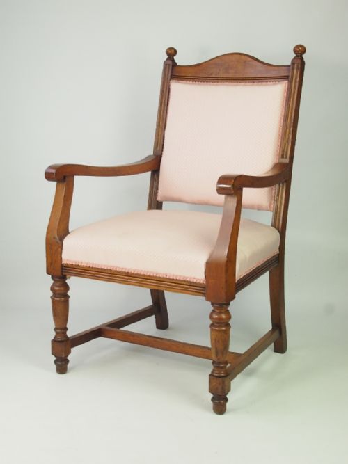 Edwardian Oak Armchair for Recovering – Set 4 Available