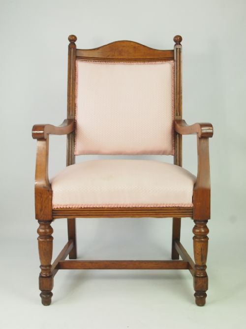fig 1. Edwardian Oak Armchair for Recovering – Set 4 Available