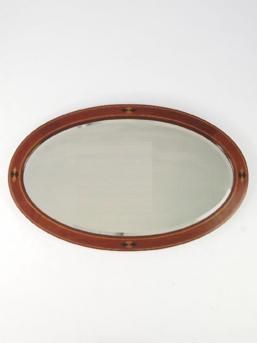 Edwardian Oval Mahogany Framed Mirror