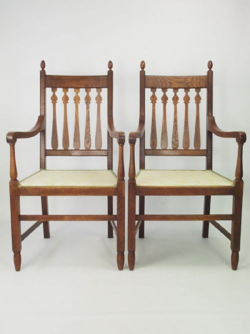 Pair of Oak Arts & Crafts Armchairs