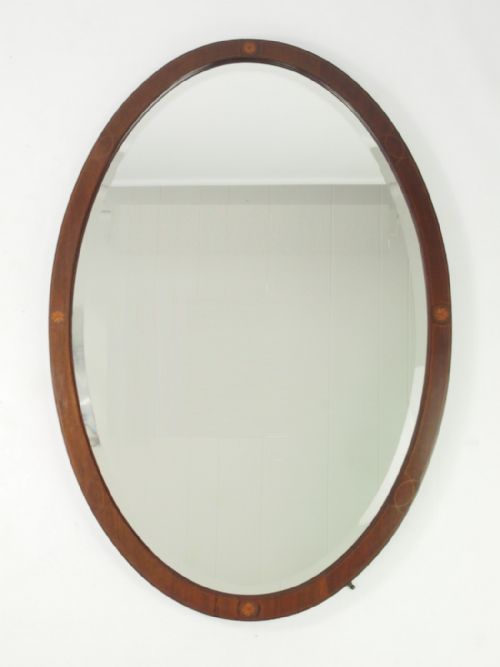 Large Edwardian Oval Mahogany Framed Mirror