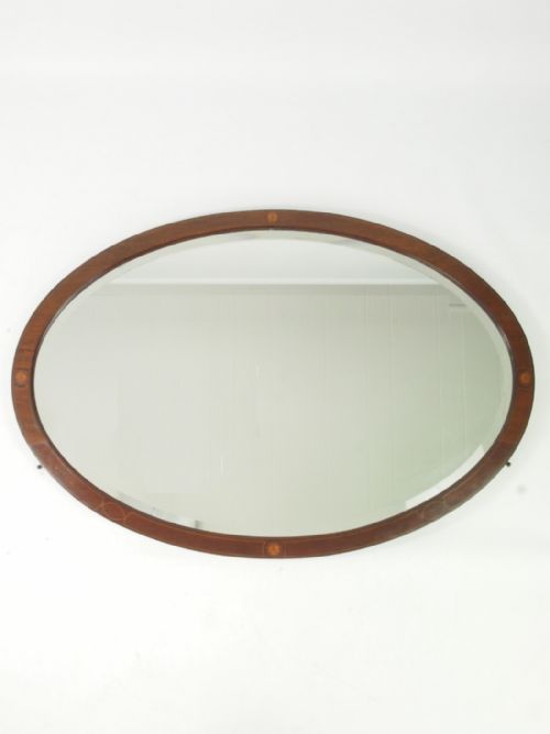 fig 1. Large Edwardian Oval Mahogany Framed Mirror