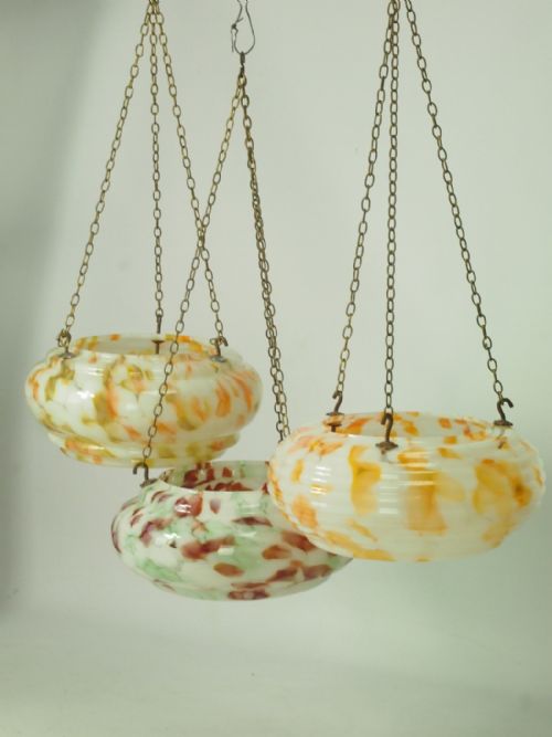 3 Art Deco Glass Light Shades