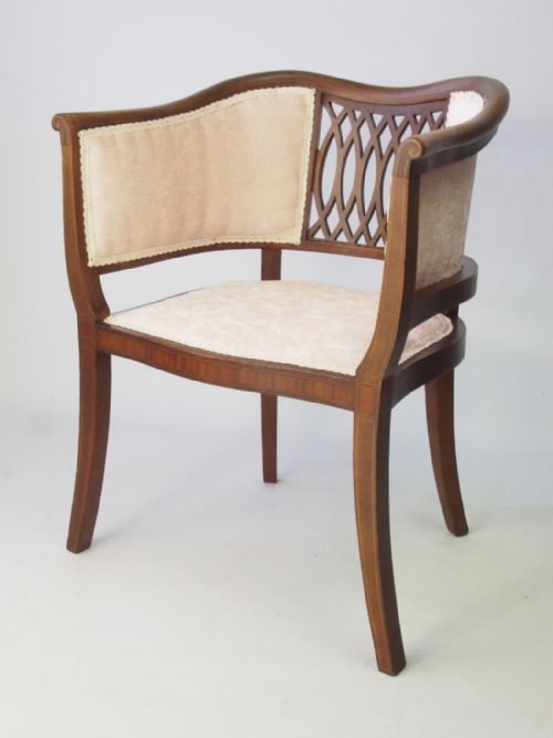fig 1. Antique Edwardian Mahogany Tub Chair