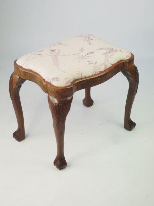 Shell Carved Walnut Stool