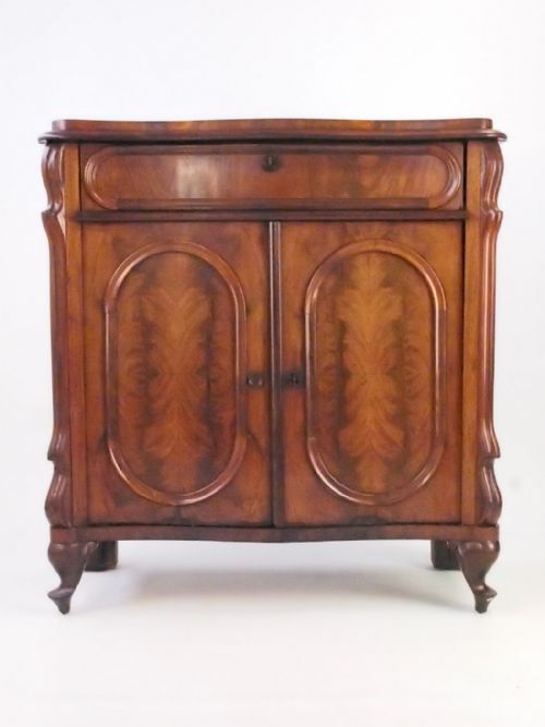 Small Antique Mahognay Serpentine Side Cabinet