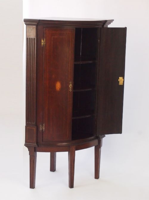 fig 1. Georgian Bow Fronted Oak Floor Standing Corner Cupboard