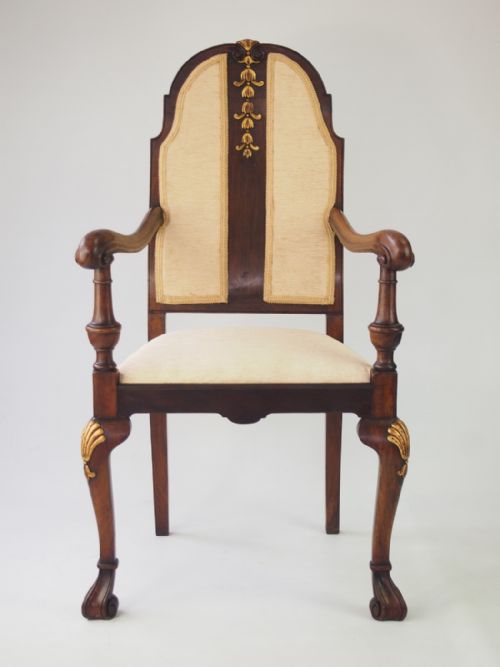 Walnut & Gilt Open Amchair