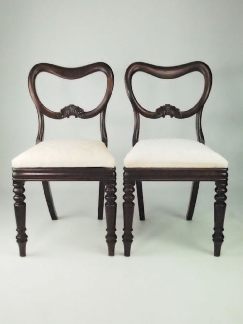 Pair Victorian Mahogany Balloon Back Chairs