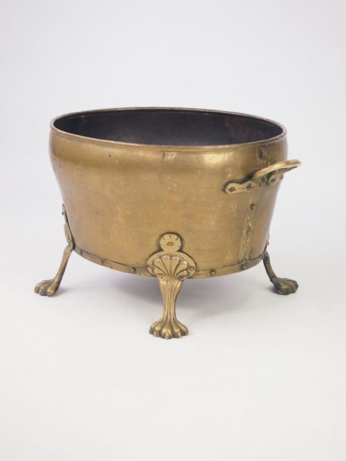 Antique Brass Log Bin or Coal Bucket