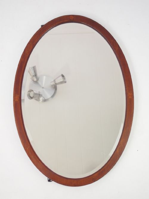 fig 1. Edwardian Oval Mahogany Framed Mirror with Label