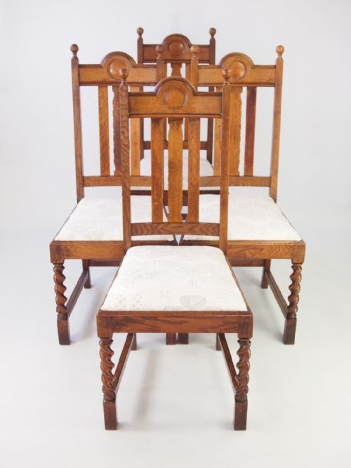 Set 4 Edwardian Oak Dining Chairs