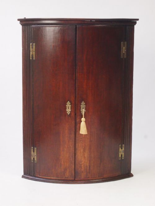 Georgian Bow Front Oak Corner Cupboard