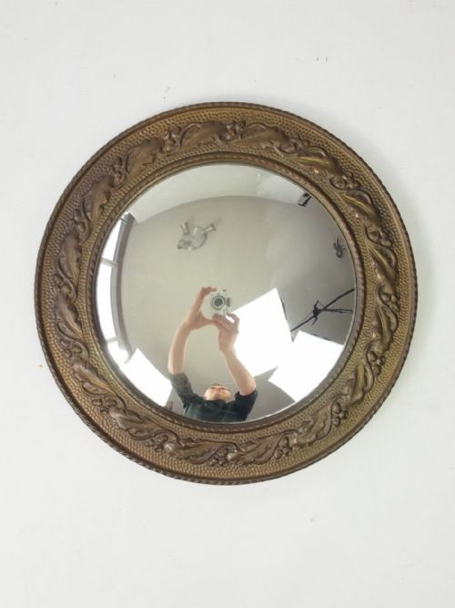 Arts & Crafts Brass Convex Mirror