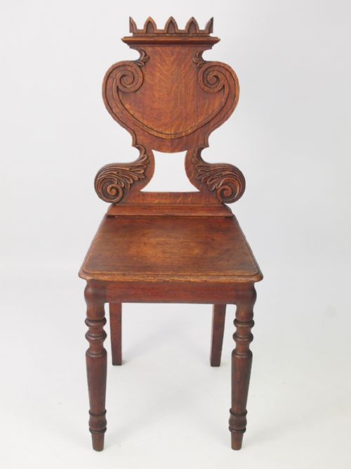 Victorian Oak Shield Back Hall Chair