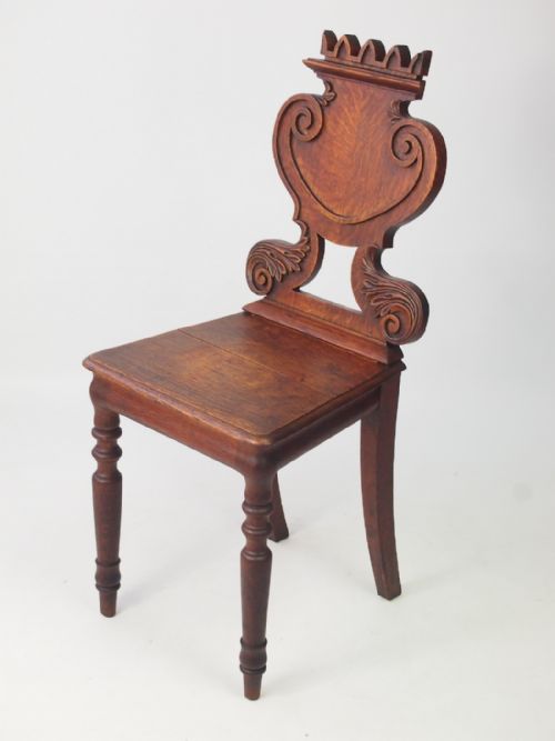 fig 1. Victorian Oak Shield Back Hall Chair