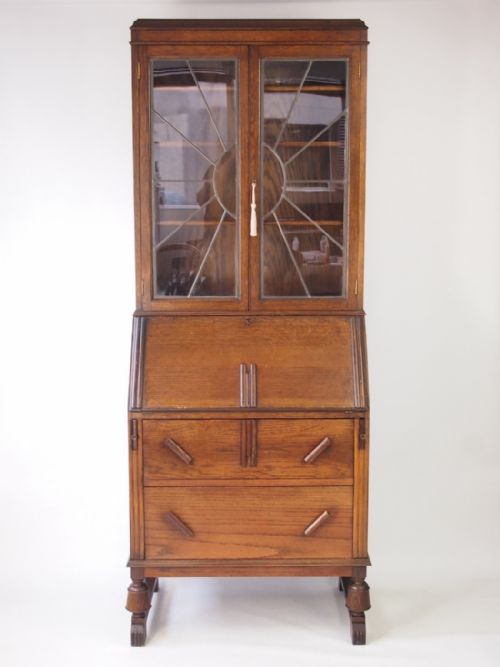 Oak Art Deco Bureau Bookcase