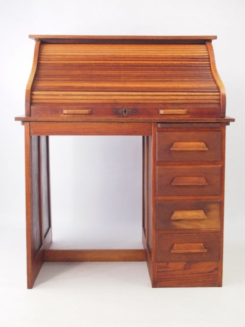 fig 1. Small Oak Roll Top Desk