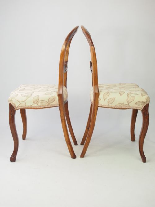 fig 1. Pair Victorian Walnut Balloon Back Chairs
