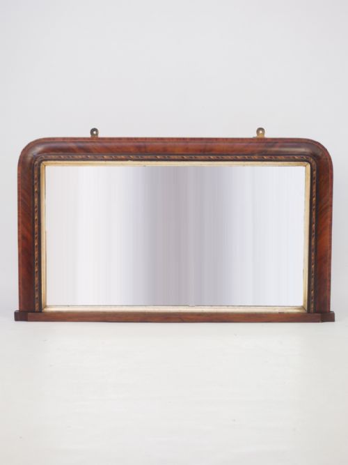 Victorian Walnut & Marquetry Overmantle Mirror