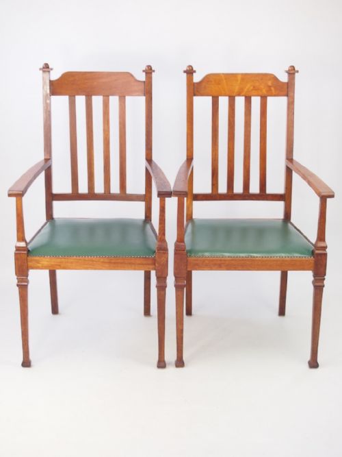 Pair Edwardian Arts and Crafts Armchairs