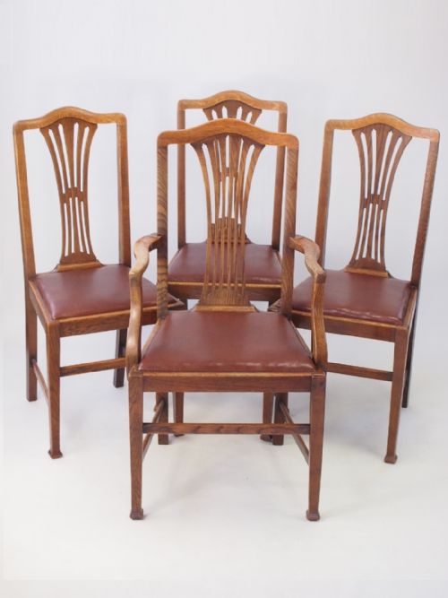 Set 4 Edwardian Oak Dining Chairs