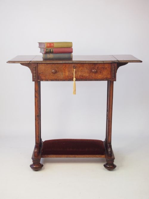 Victorian Burr Walnut Drop Leaf Side Table